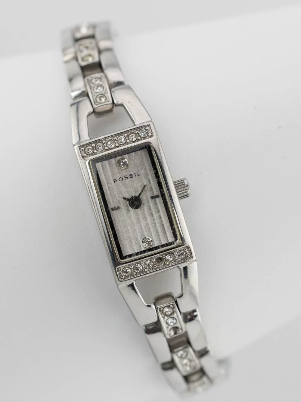 FOSSIL ES-1510 Crystal Slim Rectangle Quartz Analog Women's Watch New Battery